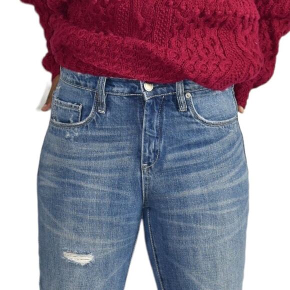 Blank NYC Jeans High Waist Blue Cotton Distressed Frayed Rigid Tapered Size 26 - Picture 4 of 13